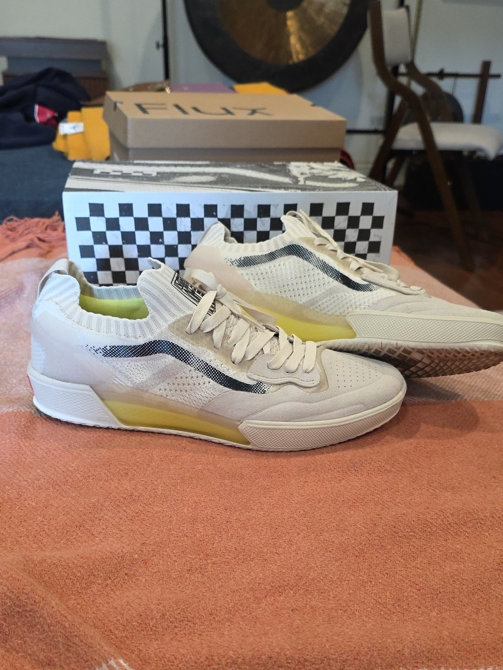 Vans White Cream and Yellow Ave 2.0 Knit